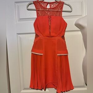 Three Floor J'etaime Dress Coral Dress XXS 2 side lace cut out deep v peach pink